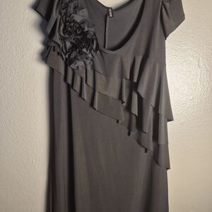 Nic & DOM Black Ruffled Flower-Accent Women’s Dress